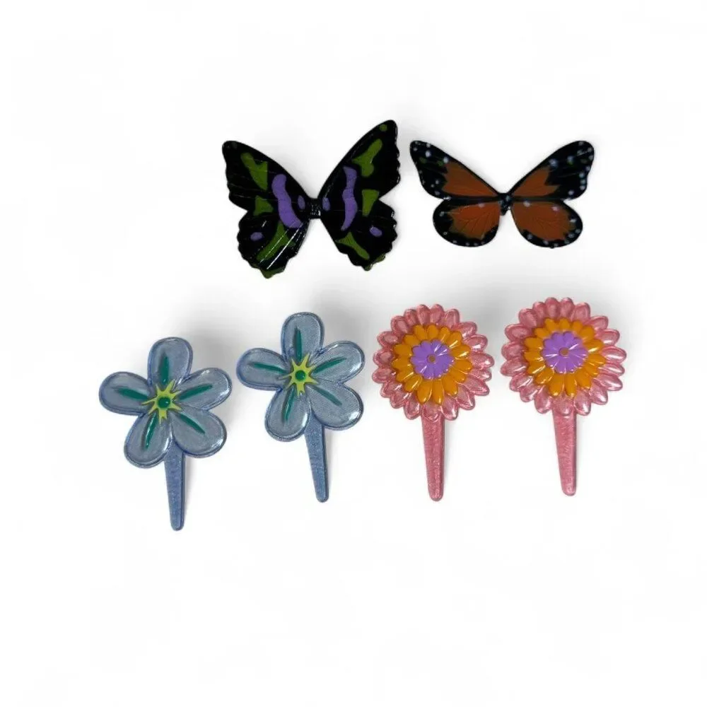 2001 Flower Butterfly Cupcake Picks Cake Toppers Y2K Party Decor Scrapbooking